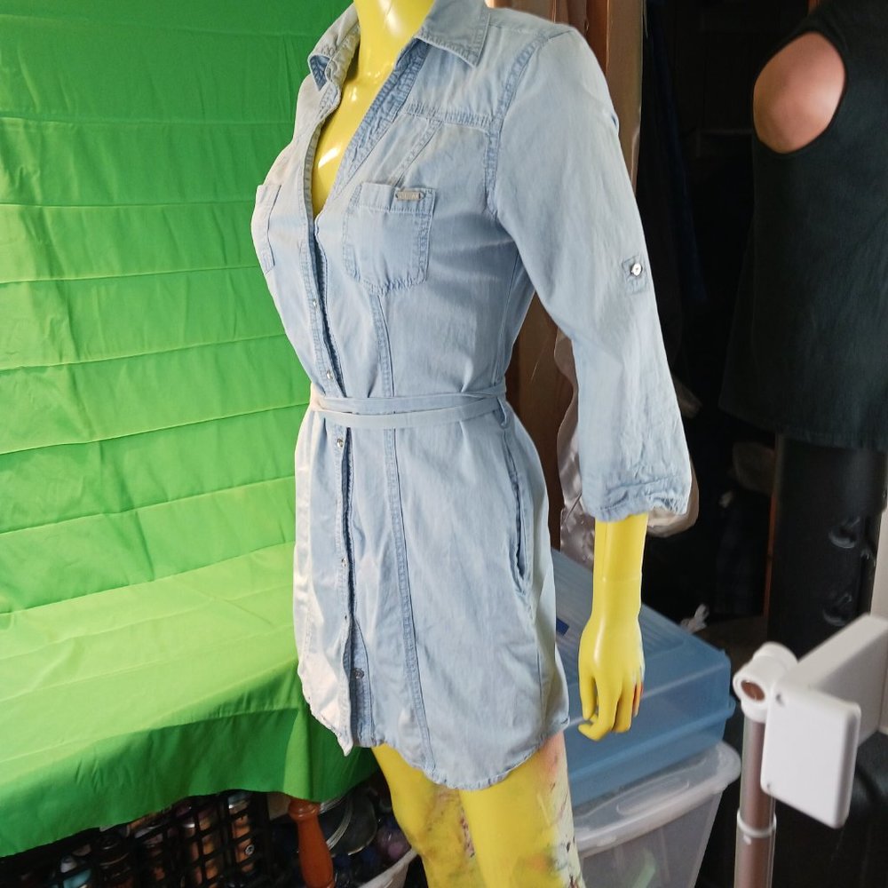small brand new jean trench coat style guess women hot belt denims